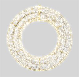 Xmas Haus 70x9cm 2D White Metal Wreath with 1200 Warm White LED in Black - Size: 70x9 cm - thumbnail 1