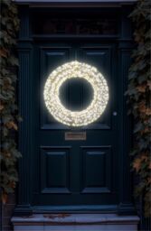 Xmas Haus 70x9cm 2D White Metal Wreath with 1200 Warm White LED in Black - Size: 70x9 cm - thumbnail 6
