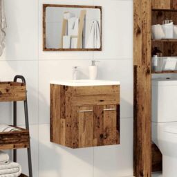 Berkfield Home Bathroom Sink Cabinet Old Wood 41x38.5x46 cm Engineered Wood in Brown - thumbnail 3