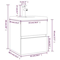 Berkfield Home Sink Cabinet with Built-in Basin Grey Sonoma Engineered Wood - thumbnail 7