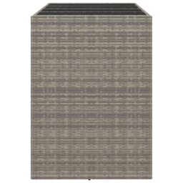Berkfield Home Bar Table with Glass Top Grey 145x80x110 cm Poly Rattan - Size: 145 x 80 x 110 cm - thumbnail 4