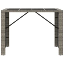 Berkfield Home Bar Table with Glass Top Grey 145x80x110 cm Poly Rattan - Size: 145 x 80 x 110 cm - thumbnail 3