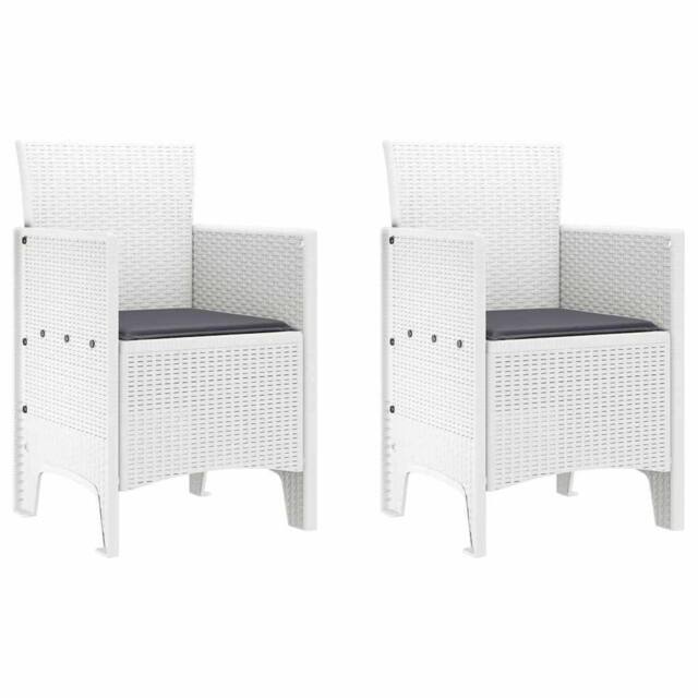 Berkfield Home Garden Chair Set of 2 White, Anthracite Polypropylene, Polyester in White - image 1