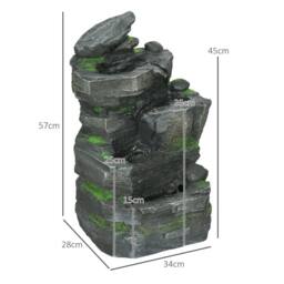 OUTSUNNY Garden Fountain, Outdoor Water Feature With LED Light, Dark Grey - thumbnail 3