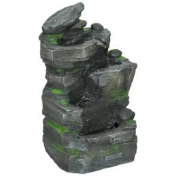 OUTSUNNY Garden Fountain, Outdoor Water Feature With LED Light, Dark Grey - thumbnail 2