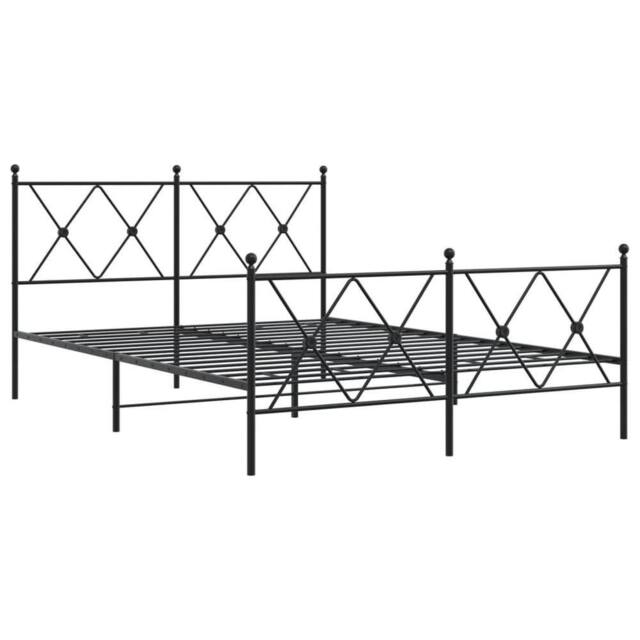 Berkfield Home Metal Bed Frame without Mattress with Footboard Black 140x190cm - Size: 140x190 cm - image 1