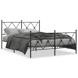 Berkfield Home Metal Bed Frame without Mattress with Footboard Black 140x190cm - Size: 140x190 cm - thumbnail 3