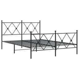 Berkfield Home Metal Bed Frame without Mattress with Footboard Black 140x190cm - Size: 140x190 cm - thumbnail 1