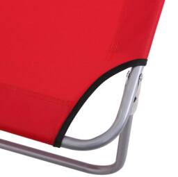 STILVORA Folding Sun Lounger with Adjustable Canopy in Red - thumbnail 9