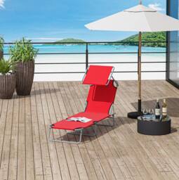 STILVORA Folding Sun Lounger with Adjustable Canopy in Red - thumbnail 2
