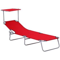 STILVORA Folding Sun Lounger with Adjustable Canopy in Red - thumbnail 4
