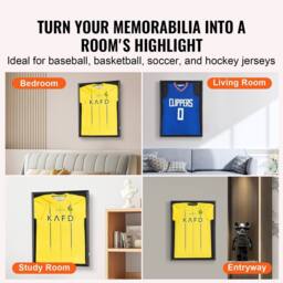 VEVOR Large Black Jersey Display Frame Case with UV Protection - thumbnail 6