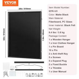 VEVOR Large Black Jersey Display Frame Case with UV Protection - thumbnail 7