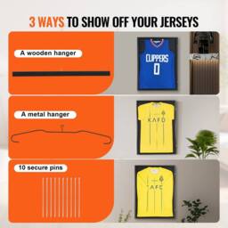 VEVOR Large Black Jersey Display Frame Case with UV Protection - thumbnail 5