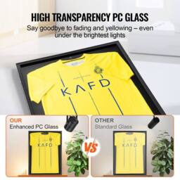 VEVOR Large Black Jersey Display Frame Case with UV Protection - thumbnail 4
