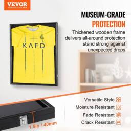 VEVOR Large Black Jersey Display Frame Case with UV Protection - thumbnail 2