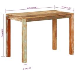 Berkfield Home Green Dining Table 110x55x76 cm Solid Wood Reclaimed - Size: 110 x 55 x 76 cm - thumbnail 8