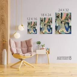 "Artery8 The Cafe Abstract Painting Kirchner Canvas Wall Art Print - Size: W18"" x H24""" - thumbnail 4