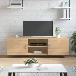 Berkfield Home TV Cabinet Sonoma Oak 150x30x50 cm Engineered Wood in Brown - Size: 150 x 30 x 50 cm - thumbnail 2
