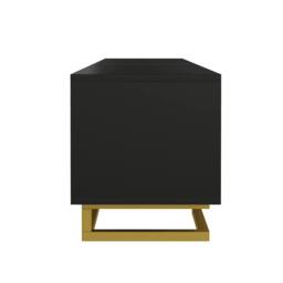 ModernLuxe TV cabinet with textured doors, golden handles & legs in Black - thumbnail 7