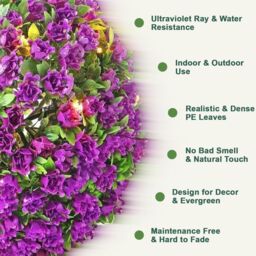 MANTRARAJ 28CM Solar Powered Topiary Ball 20 LED Flower Lights Garden Decoration in Purple - thumbnail 3