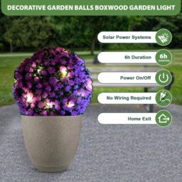 MANTRARAJ 28CM Solar Powered Topiary Ball 20 LED Flower Lights Garden Decoration in Purple - thumbnail 6