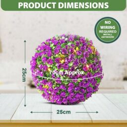 MANTRARAJ 28CM Solar Powered Topiary Ball 20 LED Flower Lights Garden Decoration in Purple - thumbnail 2