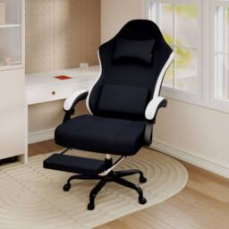 Levede Office Desk Chair Fabric Gaming Recliner Adjustable Height Swivel in Black - thumbnail 2