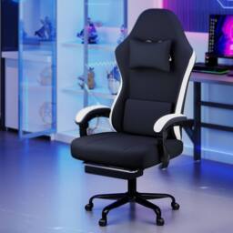 Levede Office Desk Chair Fabric Gaming Recliner Adjustable Height Swivel in Black - thumbnail 3