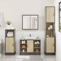 Berkfield Home 4¬†Piece Bathroom Furniture Set¬†Sonoma Oak Engineered Wood in Light Brown - thumbnail 4