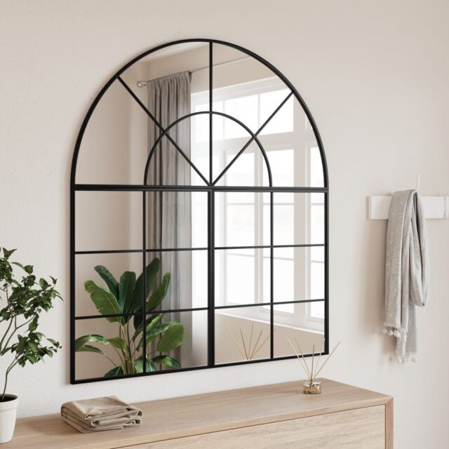 Berkfield Home Wall Mirror Black 100x110 cm Arch Iron - image 1