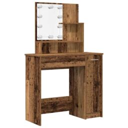 Berkfield Home Dressing Table Set with LED Old Wood Engineered Wood in Brown - thumbnail 5