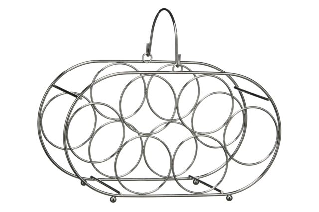 Orsina Chrome 6 Bottle Oval Wine Rack, Metal Wine Holder With Polished Chrome Finish, Compact Design in Silver - image 1