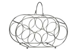 Orsina Chrome 6 Bottle Oval Wine Rack, Metal Wine Holder With Polished Chrome Finish, Compact Design in Silver