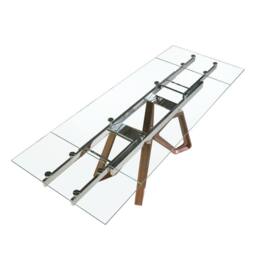 Angel Cerda Rectangular Extending Dining Table Tempered Glass Top in Walnut - thumbnail 5
