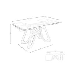 Angel Cerda Rectangular Extending Dining Table Tempered Glass Top in Walnut - thumbnail 7