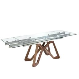 Angel Cerda Rectangular Extending Dining Table Tempered Glass Top in Walnut - thumbnail 1