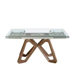 Angel Cerda Rectangular Extending Dining Table Tempered Glass Top in Walnut - thumbnail 2
