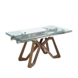 Angel Cerda Rectangular Extending Dining Table Tempered Glass Top in Walnut - thumbnail 6