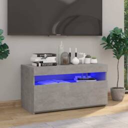 Berkfield Home TV Cabinet with LED Lights Concrete Grey 75x35x40 cm - Size: 75 x 35 x 40 cm - thumbnail 2