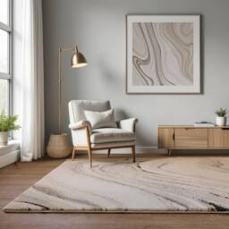 The Rug Shop UK Modern Abstract Polypropylene Easy To Beige Clean Area Rug - Size: 200 cm x 290 cm - thumbnail 1