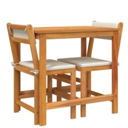 Berkfield Home 3 Piece Balcony Set with Cushions Solid Wood Acacia in Brown - thumbnail 8