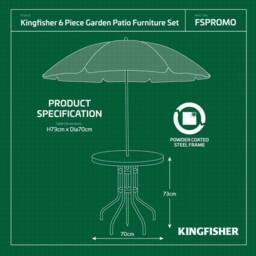 Marco Paul Black 6 Piece Patio Dining Set with 4 Seats & Parasol - thumbnail 4