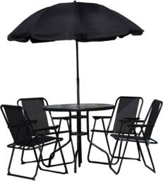 Marco Paul Black 6 Piece Patio Dining Set with 4 Seats & Parasol - thumbnail 6