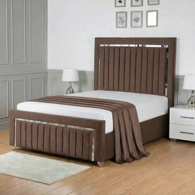Living Comfort Bedz Chrome Edge Ottoman Gas Lift Storage Bed with 48 Inch Headboard in Brown - Size: Super King - image 1