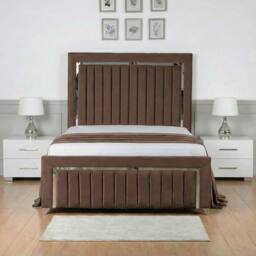Living Comfort Bedz Chrome Edge Ottoman Gas Lift Storage Bed with 48 Inch Headboard in Brown - Size: Super King - thumbnail 2