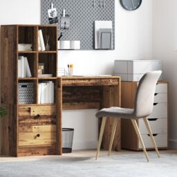 Berkfield Home Rustic Writing Desk Old Wood Particle Board Small Storage in Brown