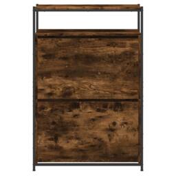 Berkfield Home Shoe Cabinet Smoked Oak 75x34x112 Engineered Wood in Brown - thumbnail 5