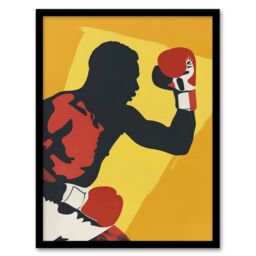 "Artery8 Boxer Fight Boxing Match Gloves Yellow Portrait Framed Art Print - Size: W12"" x H16""" - thumbnail 1