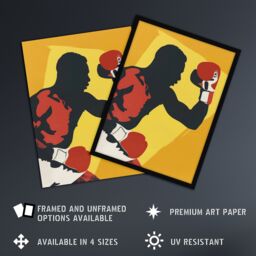 "Artery8 Boxer Fight Boxing Match Gloves Yellow Portrait Framed Art Print - Size: W12"" x H16""" - thumbnail 2